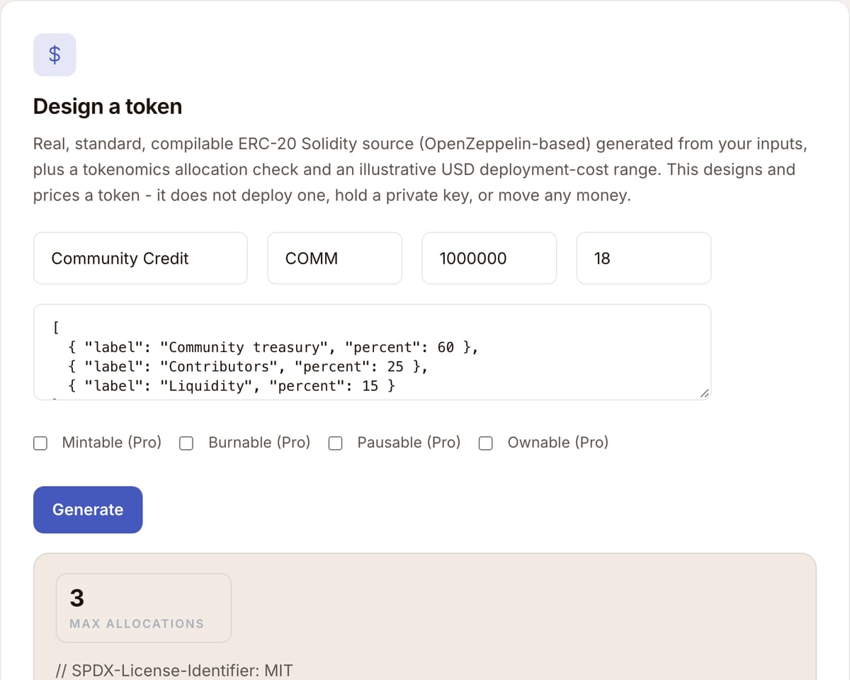 Design a token on selfcoin.cc